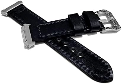 NICKSTON Черно Матово покритие Каишка от Естествена кожа, Съвместим с Луксозен гривната Fitbit Ionic Smartwatch