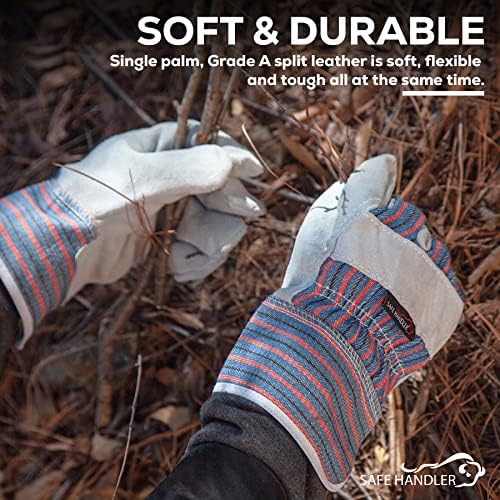 Работни кожени ръкавици SAFE HANDLER Economy | Сверхпрочный Здрав дизайн, Безопасни работни ръкавици, леки и
