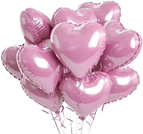 Биапийские Балони във формата на сърце от Розови фолио, 10 бр., Балони във формата на розово сърца, Балони за Деня на Свети