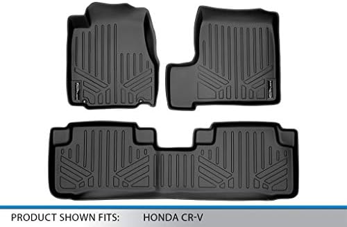 SMARTLINER Custom Fit Подови Постелки 2-Ред Комплект Обшивки на Черно за 2007-2011 г. Honda CR-V