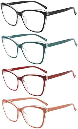 Очила за четене Kinchila, Блокиране на Синята светлина, за жени, 4 опаковки, Модерни Компютърни Ридеры Голям