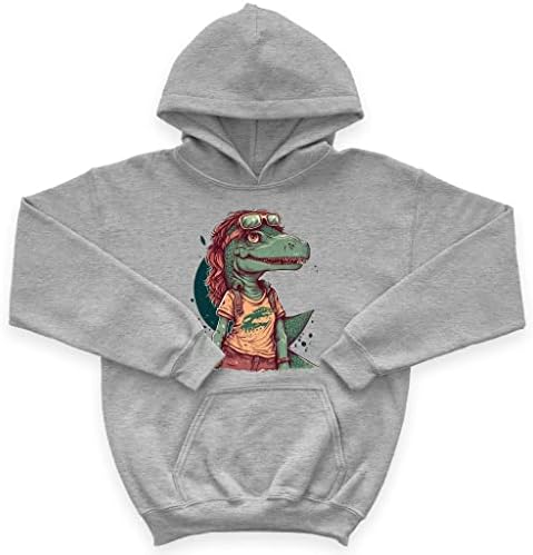Детска hoody с качулка от порести руно с хубав Анимационни динозавром - Тематична Детска hoody с качулка - T-rex Hoodie for Kids