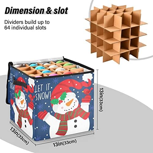 Кутии за съхранение на Коледни орнаменти във формата на Снежен човек с Разделители, Контейнери За Съхранение