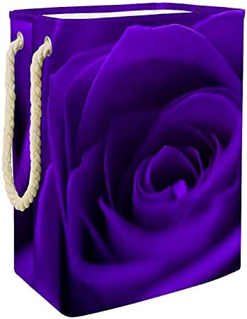 Кошница за дрехи DEYYA Purple Rose Flower с дръжки Сгъваема Кошница за дрехи Вградена Подплата с Подвижни Скоби Организация дрехи