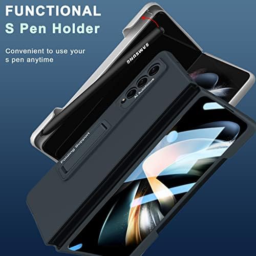 Калъф за Samsung Galaxy Z Fold 4, съвместим с NINKI, с притежателя на S Pen, Тънък устойчив на удари калъф-поставка за Samsung Z Fold 4, калъф с защитно фолио за екрана, Samsung Z Fold 4, калъф за те