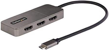 StarTech.com 3-Портов хъб USB-C за HDMI MST -Адаптер USB Type-C за няколко монитора за лаптопа - Тройна HDMI до 4K 60 Hz с режим на ДП 1.4 Alt и кабел DSC - HDR дължина на 1 крак - Само за Windows (MST14CD123HD)