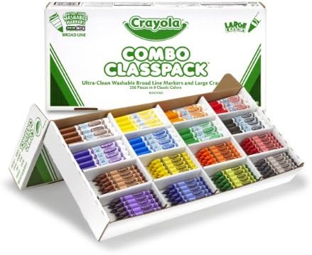 Цветни моливи Crayola Large и Ультрачистые Миещи Маркери, брой 256 броя, Асорти (CYO523348)