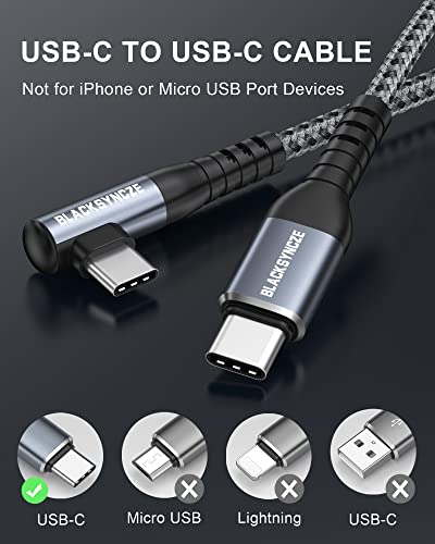 BLACKSYNCZE USB Кабел C-USB C [2 опаковки с дължина 6,6 фута], 60 W / 3А Кабел тип C-Type C, Найлонов Кабела на зарядното