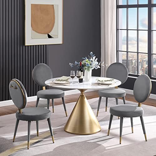 Трапезария стол Morden Fort, комплект от 2 модерни луксозни меки странични столове за трапезария и кухня, ресторант – сив