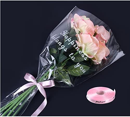 ВСИЧКИ СПЕЦИАЛНИ 20 бр Розови Опаковки за букети на Деня на майката, Торбички за опаковане на отделни рози и Найлонова