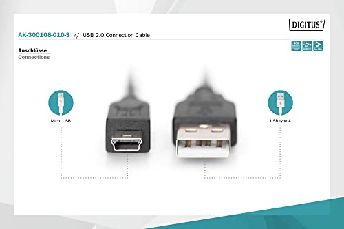 Високоскоростен кабел Assmann USB 2.0 USB A M (мъжки)/miniUSB B (5pin) M (щекер) 1 м bl