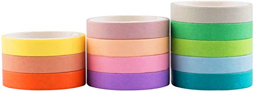 YUBX Пастелни Цветове Набор от Скотчей за Васи 12 Ролки, Декоративни Ленти и Тестени изделия Залепваща Маскиране, за да Влезете,