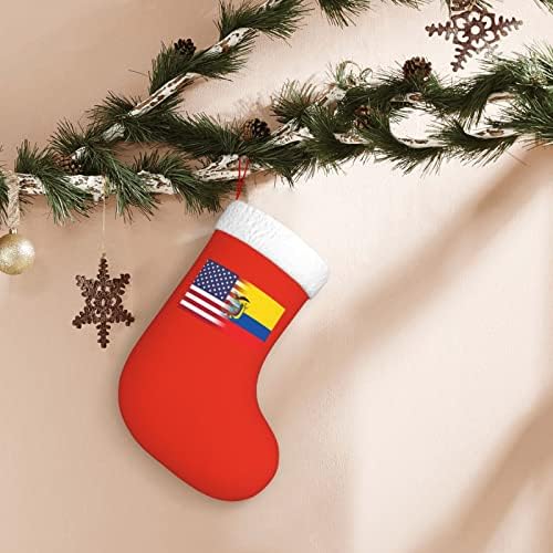 TZT Американското Знаме и Знаме на Еквадор Коледни Чорапи, Подаръци за Коледно парти за семейни Празнични украси 18 Инча