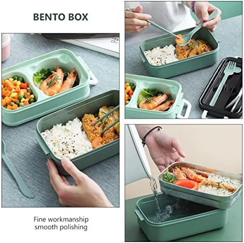 BESTonZON Кутия и Пръчки за храна Bento Преносими Контейнери за деца Двойни Штабелируемые Пръчици за хранене