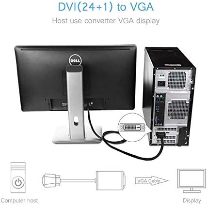 Кабел ConnBull DVI-VGA, Активен кабел-адаптер DVI-D 24 + 1 VGA 15Pin Папа-папа с дължина 6,6 фута, Черен