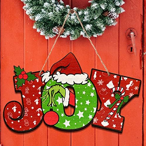 Коледна Дървена Табела Подвесное Украса-Joy Коледа Дървени Врати Висящи Аксесоари за Зимни 2022 Коледна украса