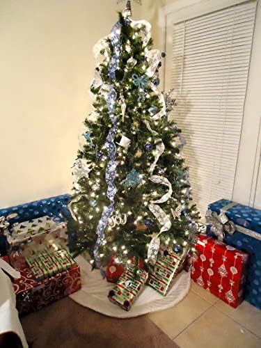 FUNOJOY Коледни Лента Светлини Коледни Декорации, 33 подножието Снежинка с Медна Тел, Прозрачна, Блестяща Лента, Коледни