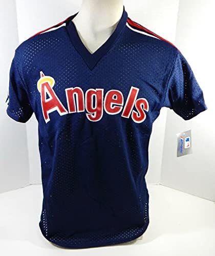 1983-90 California Angels Е игра, Пусната Blue Jersey Batting Practice XL 875 - Използваните В играта Тениски MLB