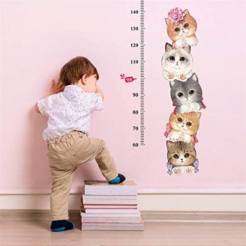 Стикер На Стената Котка Котенца Скъпа Диаграма на Растежа на Линия Височината на Стикер На Стената Преносимо