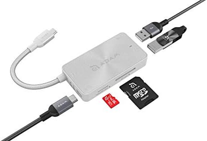Хъб USB C ADAM elements 5 в 1 четец на карти памет PD-SD/microSD с капацитет 80 W - 2 USB порта A 3.1 - Преносим, издръжлив