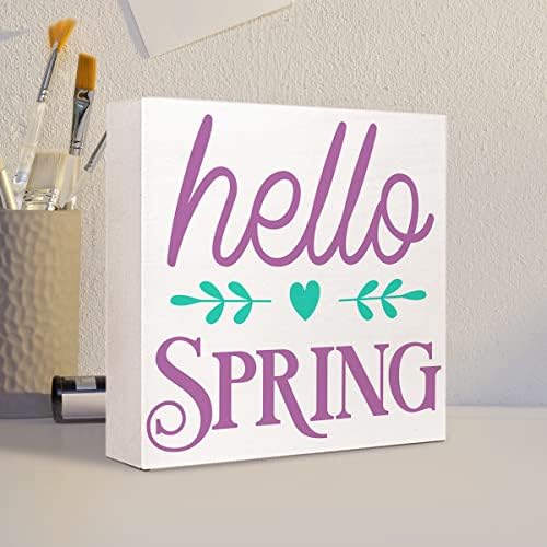 Здравейте Пролетта Декор на Масата, Забавна Пролетно Дървена Табела Desk Deocr, Пролетта на Дървен Блок Табела