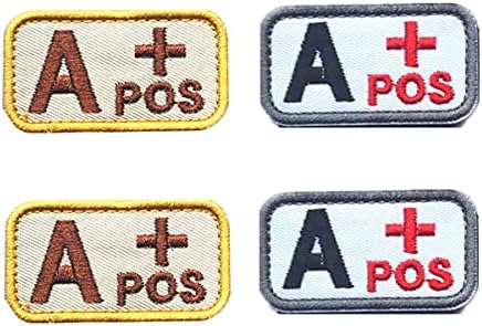 Тактическа Кръвна Група е А + 4 бр. Положителен POS-Пластир с плетене на една кука и Линия, на Бродирани Военен