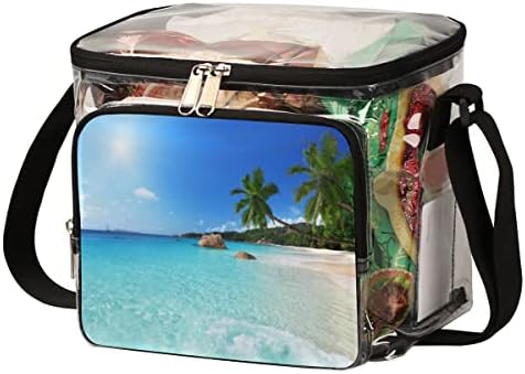 Плажната Прозрачна чанта Seaside Palm Tree, Одобрен Стадион, Чанта-тоут с Дръжки, Прозрачна Чанта през рамо