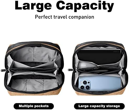 Органайзер за електроника, чанта за тоалетни принадлежности, органайзер за зарядно устройство, организатор за кабели за пътуване, кафяв модел