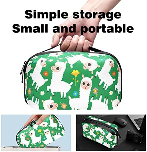 Преносим Електронен Органайзер за Чанти-Торби с Хубав Модел Алпака с Растения, Пътна Чанта за Съхранение на Кабела за Твърди