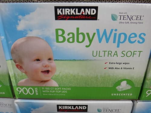 Бебешки кърпички Kirkland без мирис, количество 100 броя (опаковка от 9 броя)