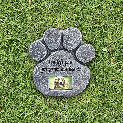 Mochiglory Отпечатък от лапа на Мемориален камък за домашни любимци, Надгробен камък за вашето Кученце, Гробницата