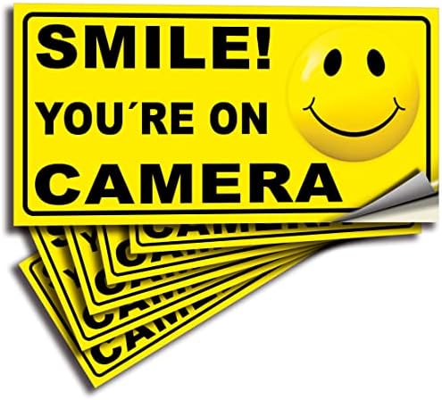 Светлоотразителни стикери iSYFIX Smile You ' re On Camera за дома - 6 опаковки 4x2 инча - Устойчив на uv устойчиви и устойчив на атмосферни влияния, надраскване, избледняване, Знак з?