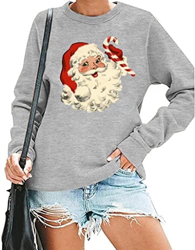 MYHALF Коледна Hoody Дамски Грозен Дядо Коледа Забавен Графичен Пуловер Пуловер за Коледа на Празнични Партита