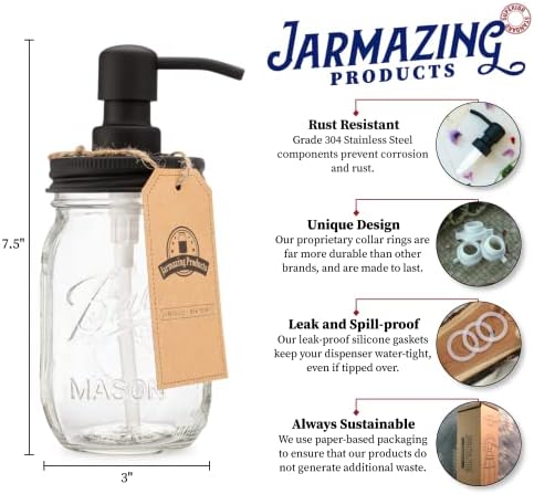 Опаковка за сапун Jarmazing Products Mason Jar - Черен - с химикалка буркан на 16 грама - е Изработен от неръждаема стомана,