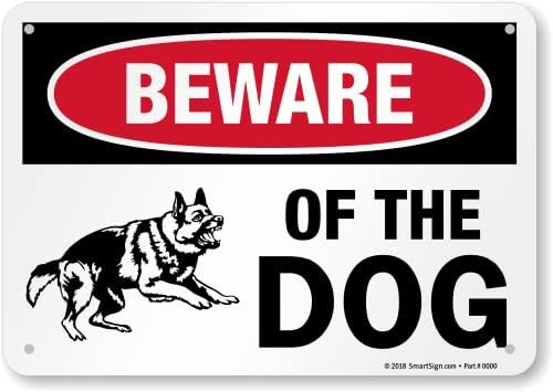 SmartSign Пазете се от Знака на Кучето - Признаци на немската Овчарка за Ограда /на Стената | 10 x 14 Инча, Отразяваща