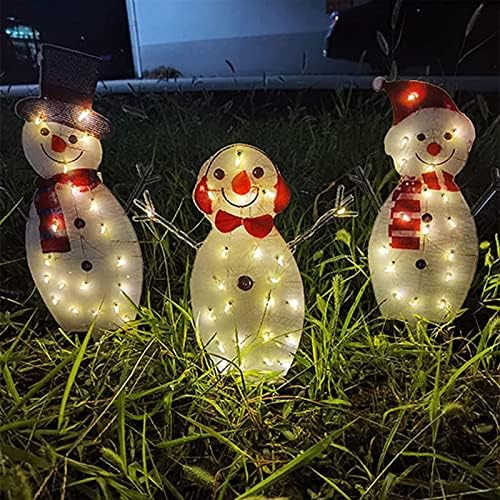 Коледен Снежен човек, Улично украса на двора е с led подсветка, 20 Светлини, Предварително Заредени Батерии, Светлини за Снежната Къща, Изкуствено Акрилни Коледна укр?