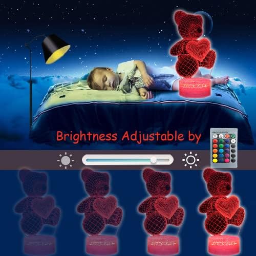 Лека нощ с Плюшено Мече за деца, 3D Иллюзионный Лампа с Плюшено Мече за момичета с 16 цвята, което променя Цвета