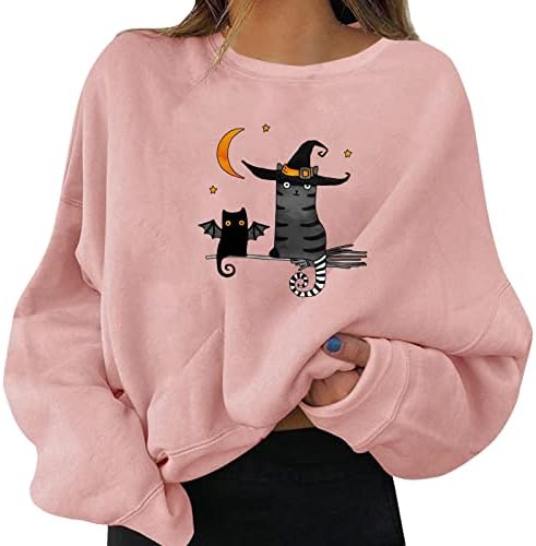 Модни якета Дамски Пуловери В Хелоуин Забавно С Графичен Принтом, през Цялата Силует, Дълъг Ръкав, Отгоре на съвсем малък