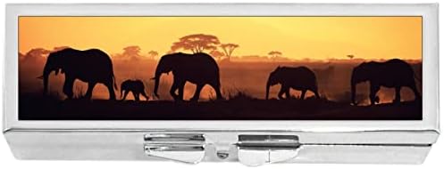 Сафари Слонове Африка, най-Дългата кутия за хапчета за лекарства и витамини с Три отделения
