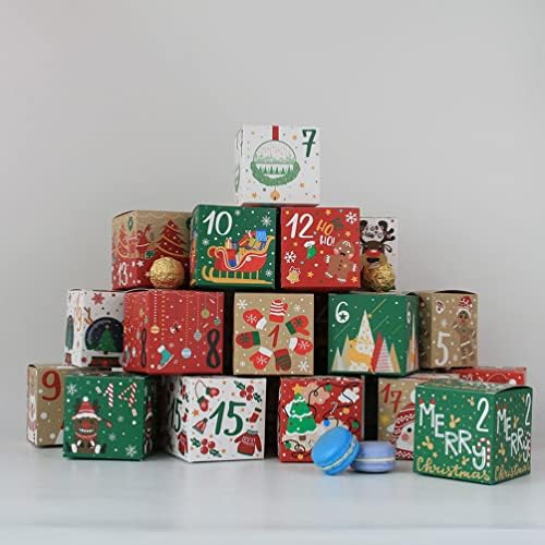 PRETYZOOM 25 Дни, Коледни Картонени Кутии с Цифри Коледен Календар за Обратно Броене Появата на Подаръчни Кутии
