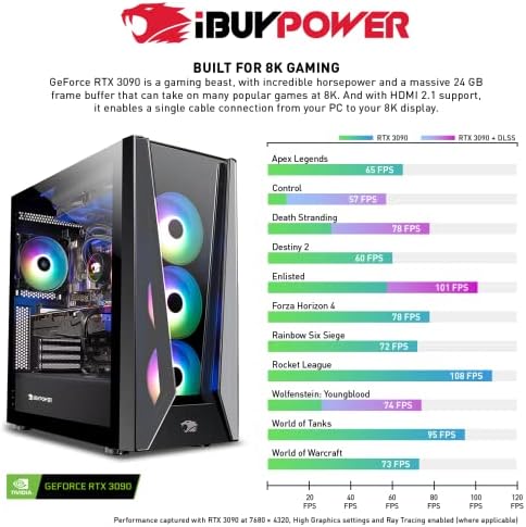 iBUYPOWER Pro Gaming PC Настолен компютър TraceMR 252i (Intel Core i9-12900KF, GeForce RTX 3090 24 GB, 32 GB DDR4 3200 Mhz, 1