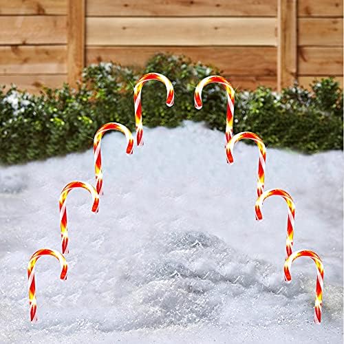 Biswing Коледни Улично Осветление от Леденцового Тръстика, 10 бр. Коледни Бисквитки, за да пътеки с топли бели крушки