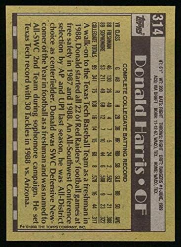 1990 Топпс 3141 Избор на драфте Доналд Харис Тексас Рейнджърс (бейзболна картичка) NM/MT Рейнджърс