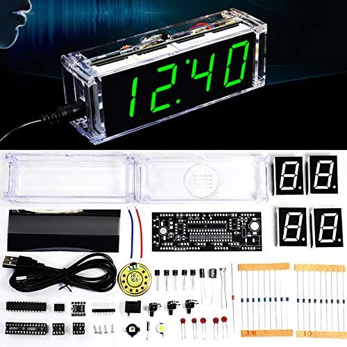 fyeTa САМ Clock kit Дигитален тръба Време, температура, Показване на дата, на Английски Гласово време, лека нощ, САМ Електронен комплект, Проекти запояване (Зелен)