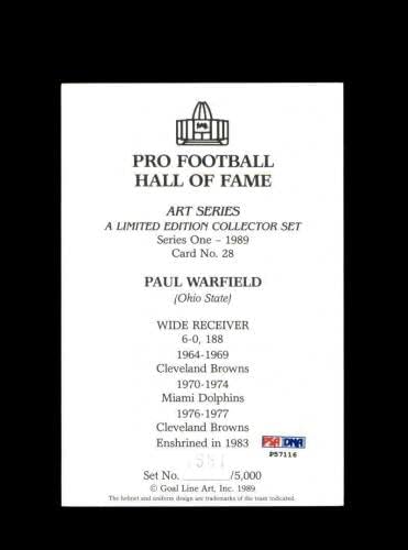 Paul Warfield PSA DNA Coa Подписа Автограф на карта с Изображение на гол линията - Футболни картички С автографи на NFL