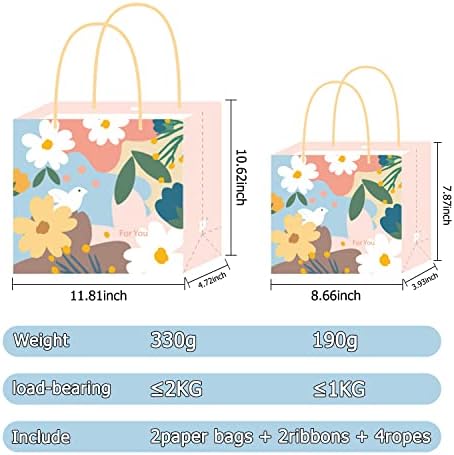 Есенни подарък пакети LIFELUM с панделка и дръжки, 11,8 , 2 опаковки, Елегантни Хартиени торбички за Коледа, рождени