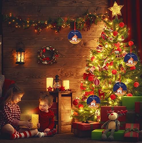 Коледни Орнамента за Коледното сцена ArogGeld, Весел 2021, Керамични Религиозен за Коледната Елха, Кристиан Булчински Душ, Подарък за Семейството и приятелите, 3 инча, 3x3