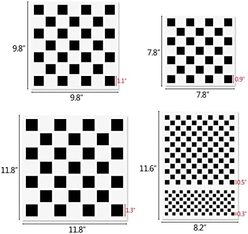 Листове за Проверки, 4 бр Шаблони за дъската е Квадратна форма Шаблони с Различни Размери за Многократна употреба Майларовые Пластмасови Шаблони за Рисуване върху
