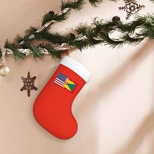 TZT Американски Флаг и Знаме Гренады Коледни Чорапи, Подаръци за Коледно парти за семейни Празнични украси 18 Инча