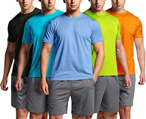 Мъжки спортни Ризи за джогинг ATHLIO 2, 3 или 5 опаковки, бързо съхнещи Спортни Ризи С Защита От Слънцето, Тениски за фитнес